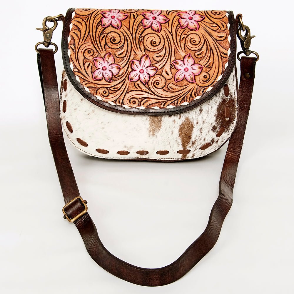 American Darling Messenger Hand Tooled Hair On Genuine Leather women bag western handbag purse