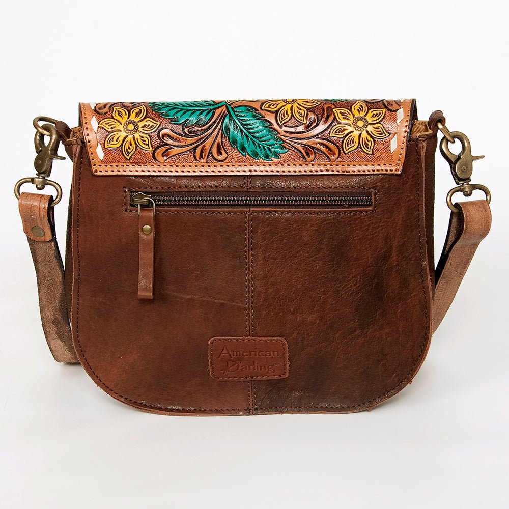 American Darling Messenger Hand Tooled Hair On Genuine Leather women bag western handbag purse
