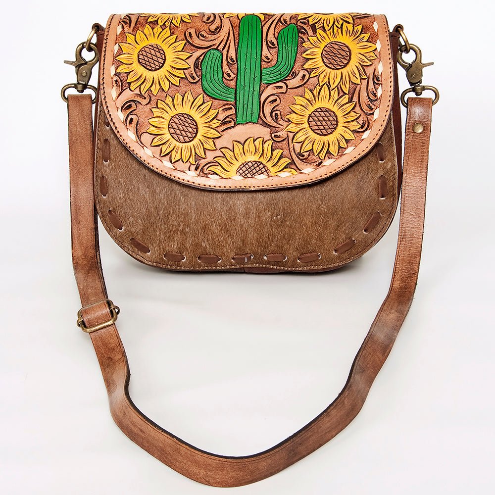American Darling Messenger Hand Tooled Hair On Genuine Leather women bag western handbag purse