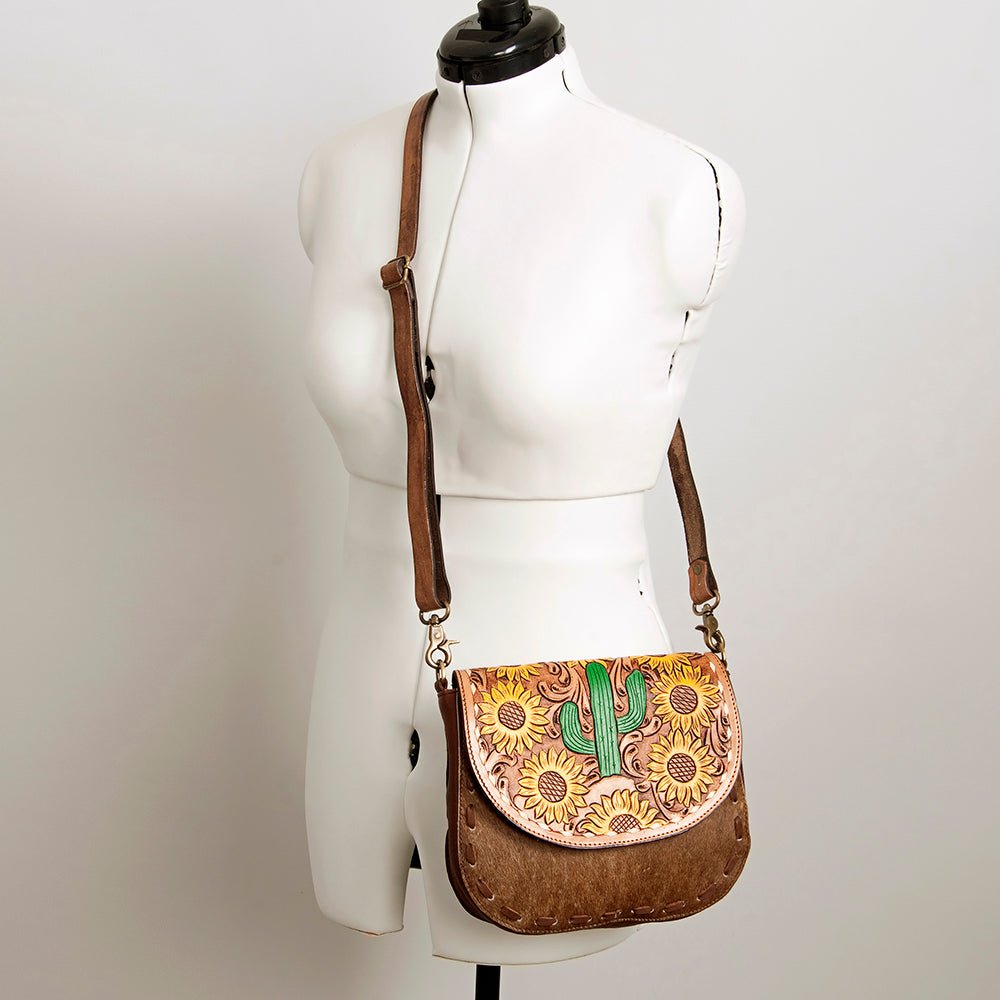 American Darling Messenger Hand Tooled Hair On Genuine Leather women bag western handbag purse
