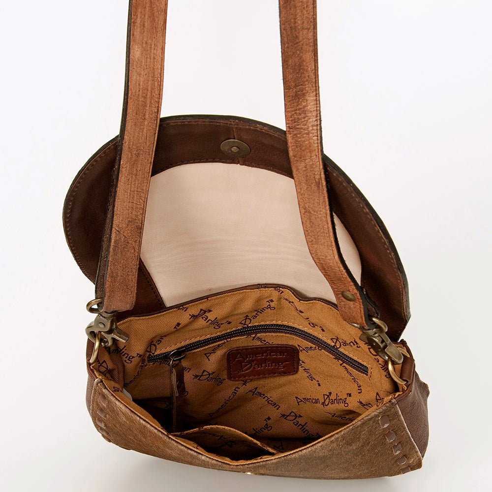 American Darling Messenger Hand Tooled Hair On Genuine Leather women bag western handbag purse