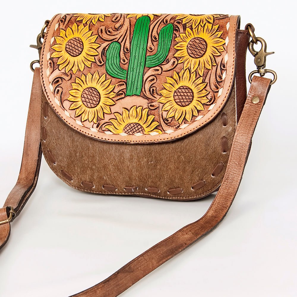 American Darling Messenger Hand Tooled Hair On Genuine Leather women bag western handbag purse