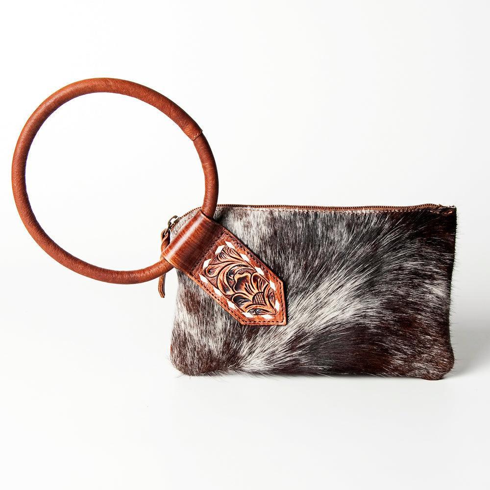 American Darling ADBGZ335A Wristlet Hand Tooled Hair On Genuine Leather women bag western handbag purse