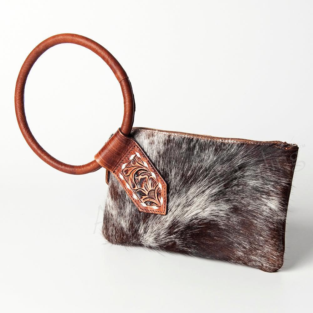 American Darling ADBGZ335A Wristlet Hand Tooled Hair On Genuine Leather women bag western handbag purse