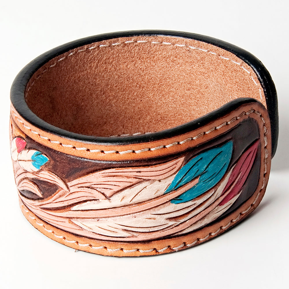 American Darling ADBRF154 Hand tooled carved Genuine Leather Bracelet women