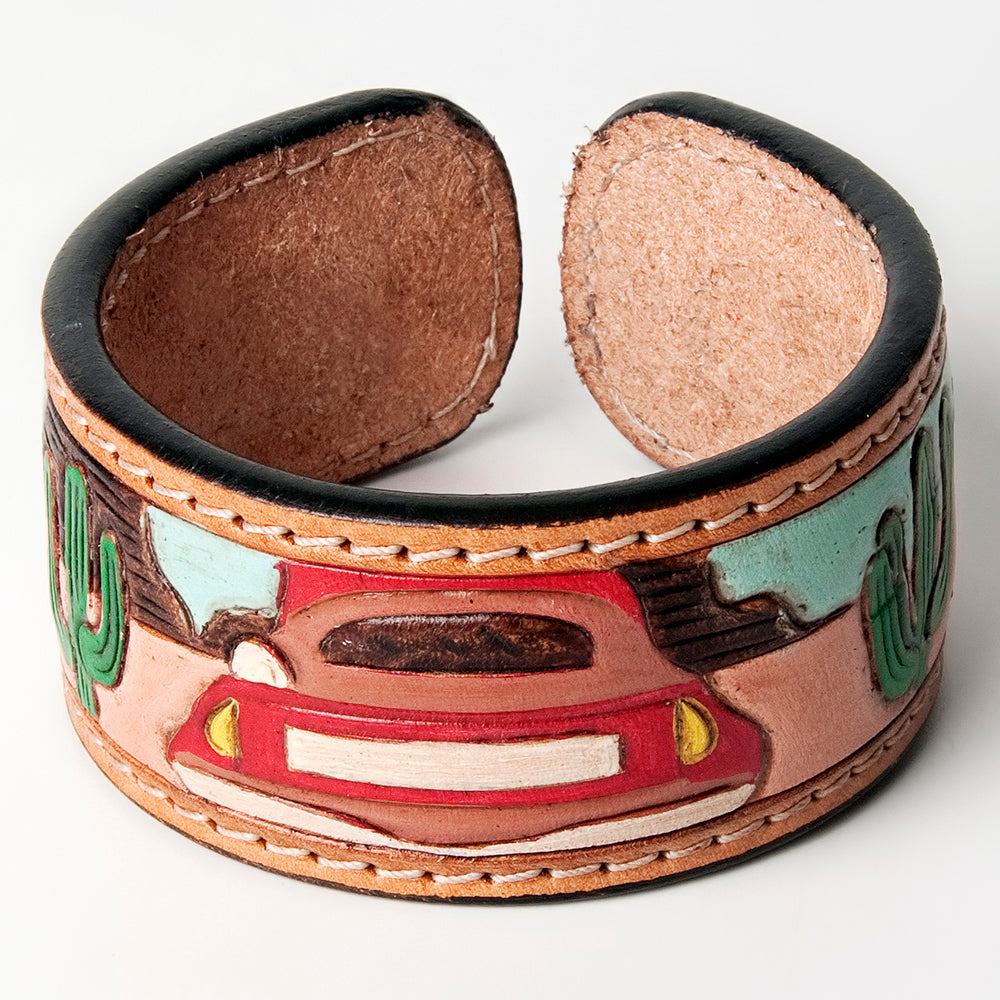 American Darling ADBRF155 Hand tooled carved Genuine Leather Bracelet women