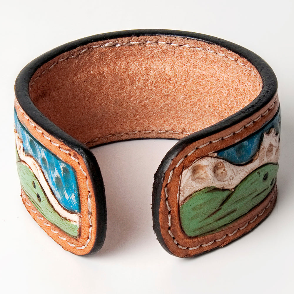 American Darling ADBRF159 Hand tooled carved Genuine Leather Bracelet women
