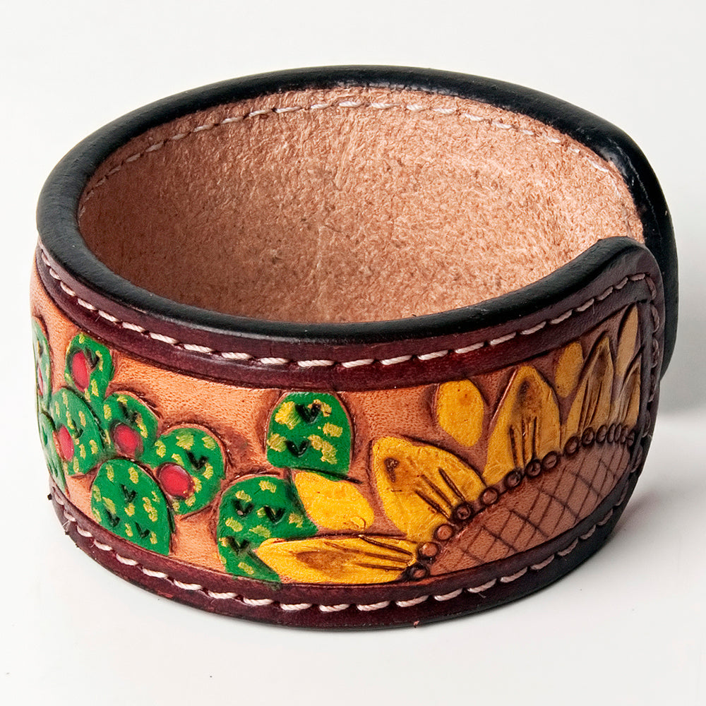 American Darling ADBRF162 Hand tooled carved Genuine Leather Bracelet women