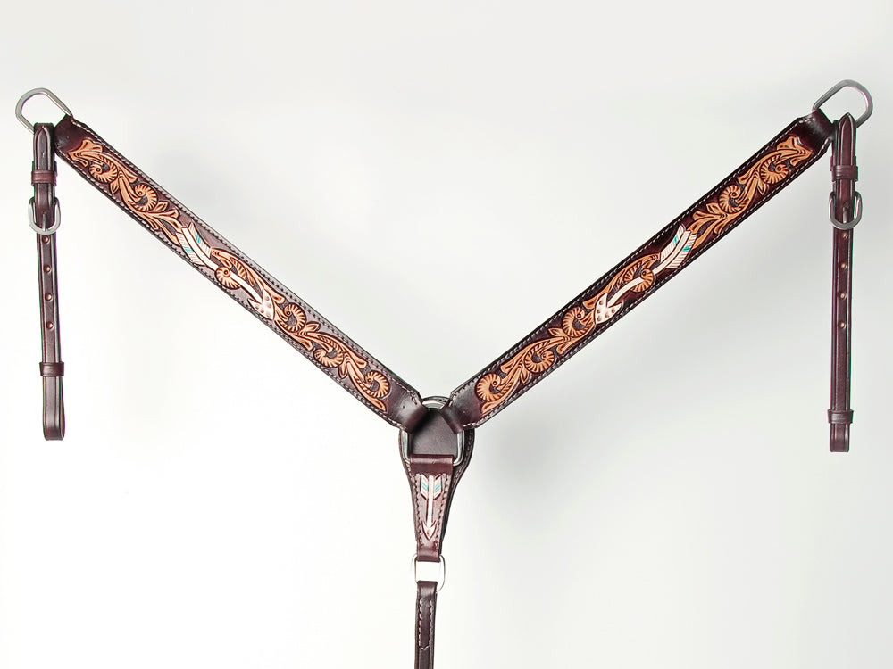 American Darling Western Horse Genuine Leather Breast Collar Brown