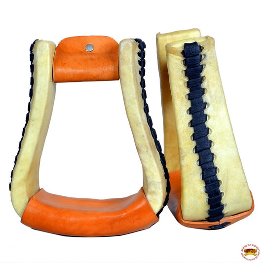 Horse Western Saddle Stirrup Rawhide Leather Stirrups Pair Hilason