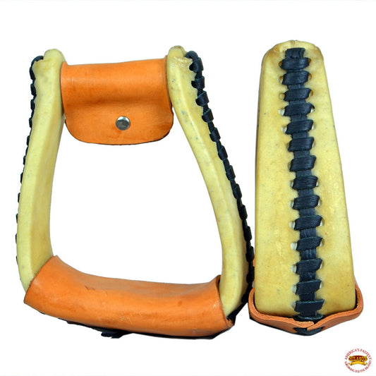 Horse Western Saddle Stirrup Rawhide Leather Stirrups Pair Hilason