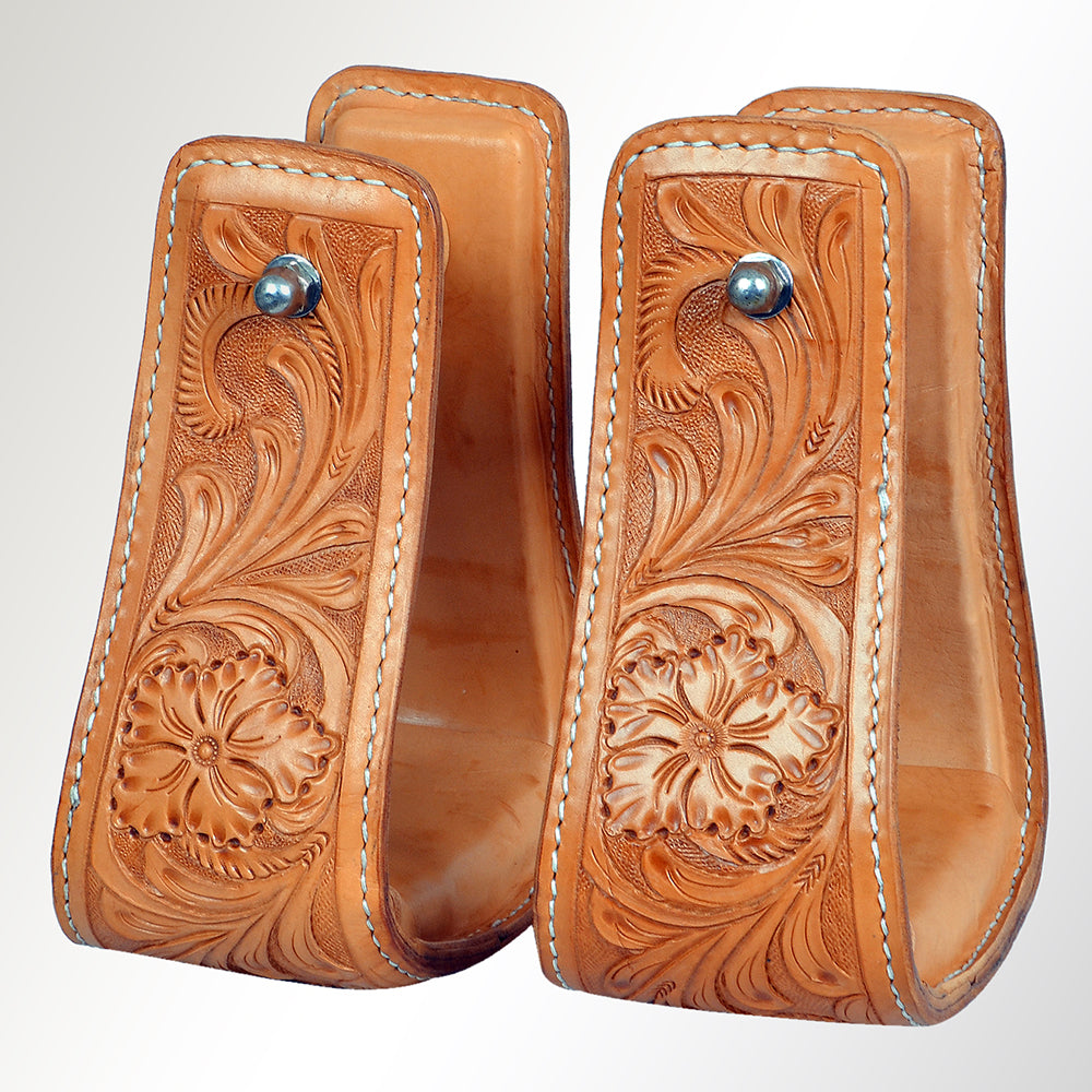 Horse Western Saddle Stirrup Leather Floral Stirrups Pair Hilason