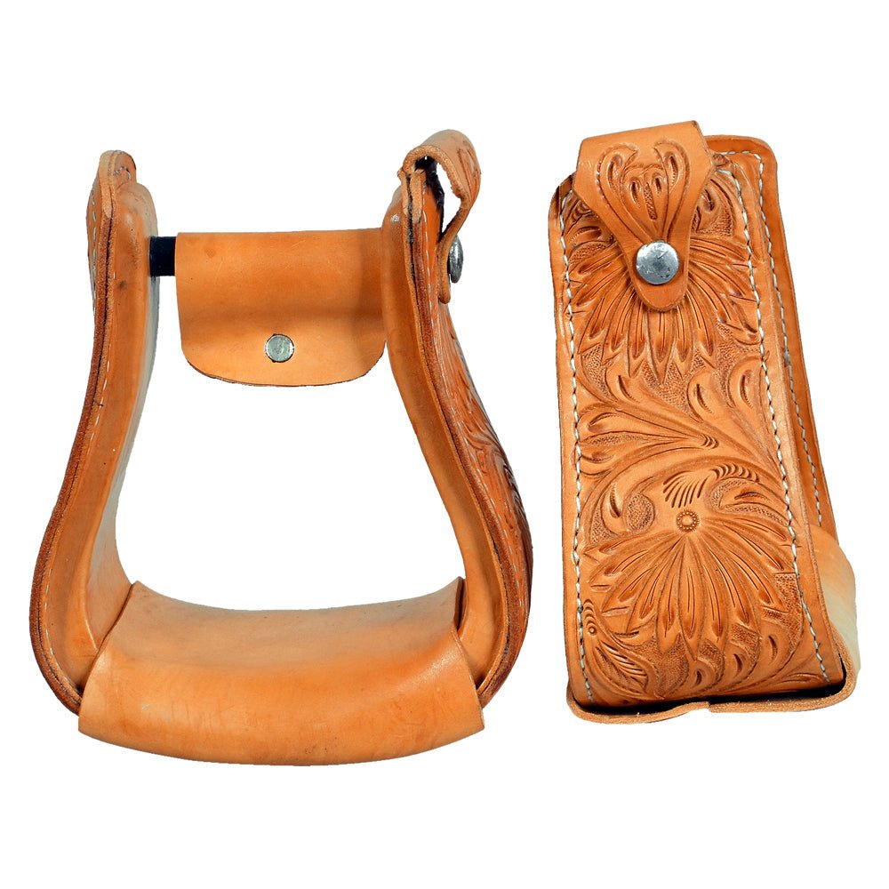 Horse Western Saddle Stirrup Leather Floral Stirrups Pair Hilason