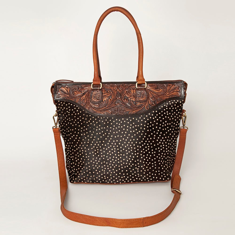 American Darling Tote Hand Tooled Hair On Genuine Leather Women Bag Western Handbag Purse