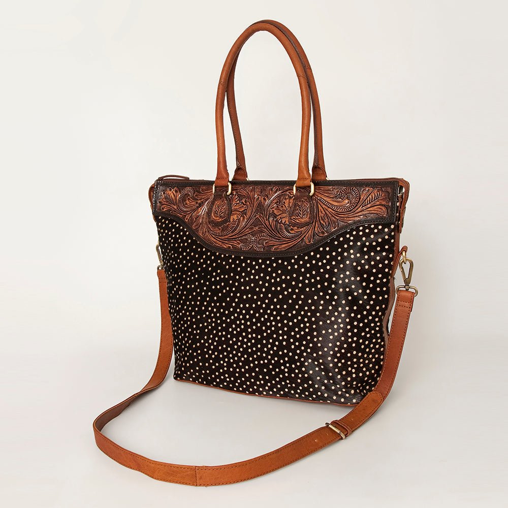 American Darling Tote Hand Tooled Hair On Genuine Leather Women Bag Western Handbag Purse