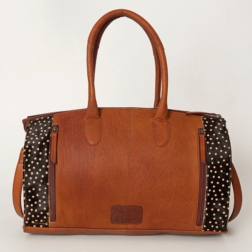 American Darling Duffel Hand Tooled Hair On Genuine Leather Women Bag Western Handbag Purse