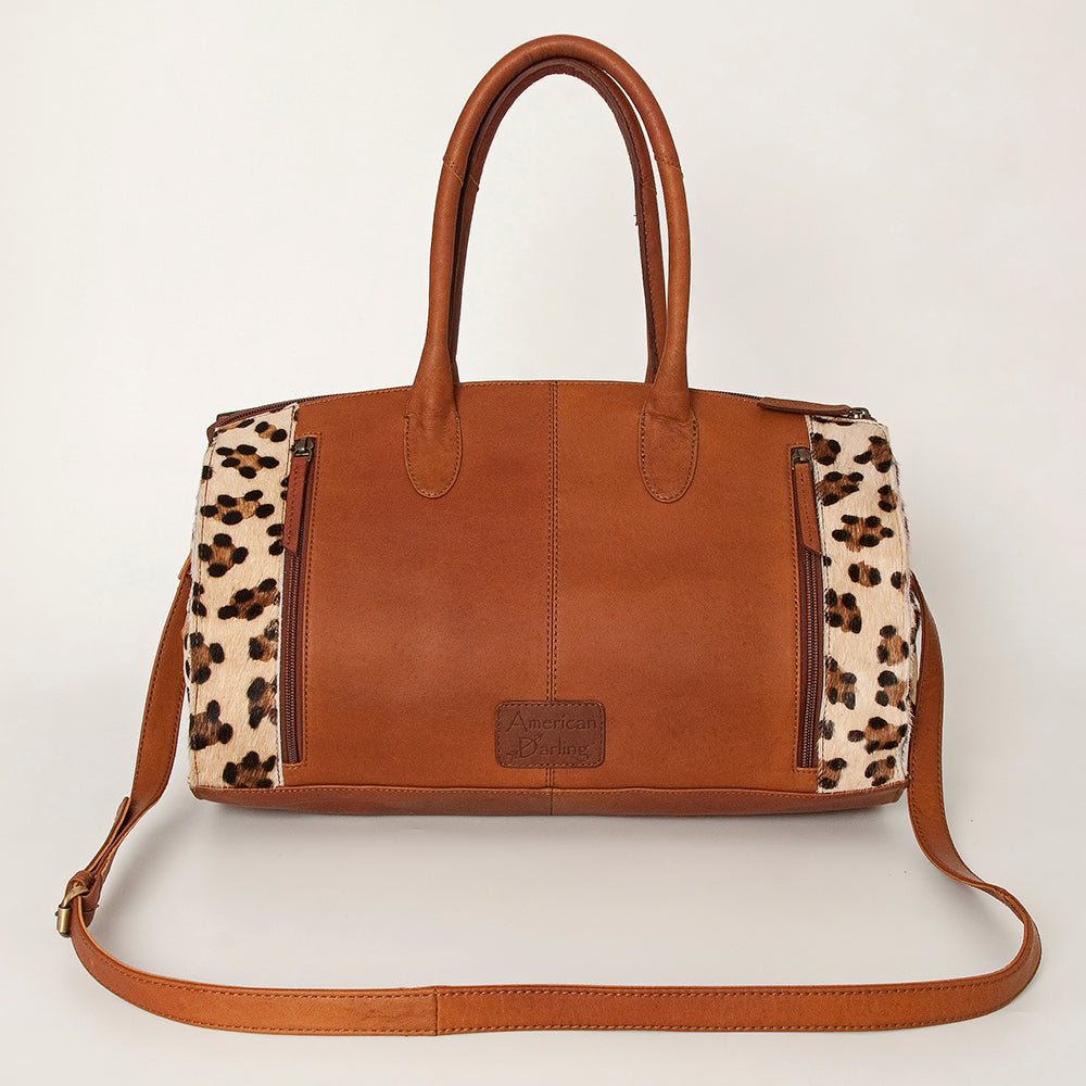American Darling Duffel Hand Tooled Hair On Genuine Leather Women Bag Western Handbag Purse