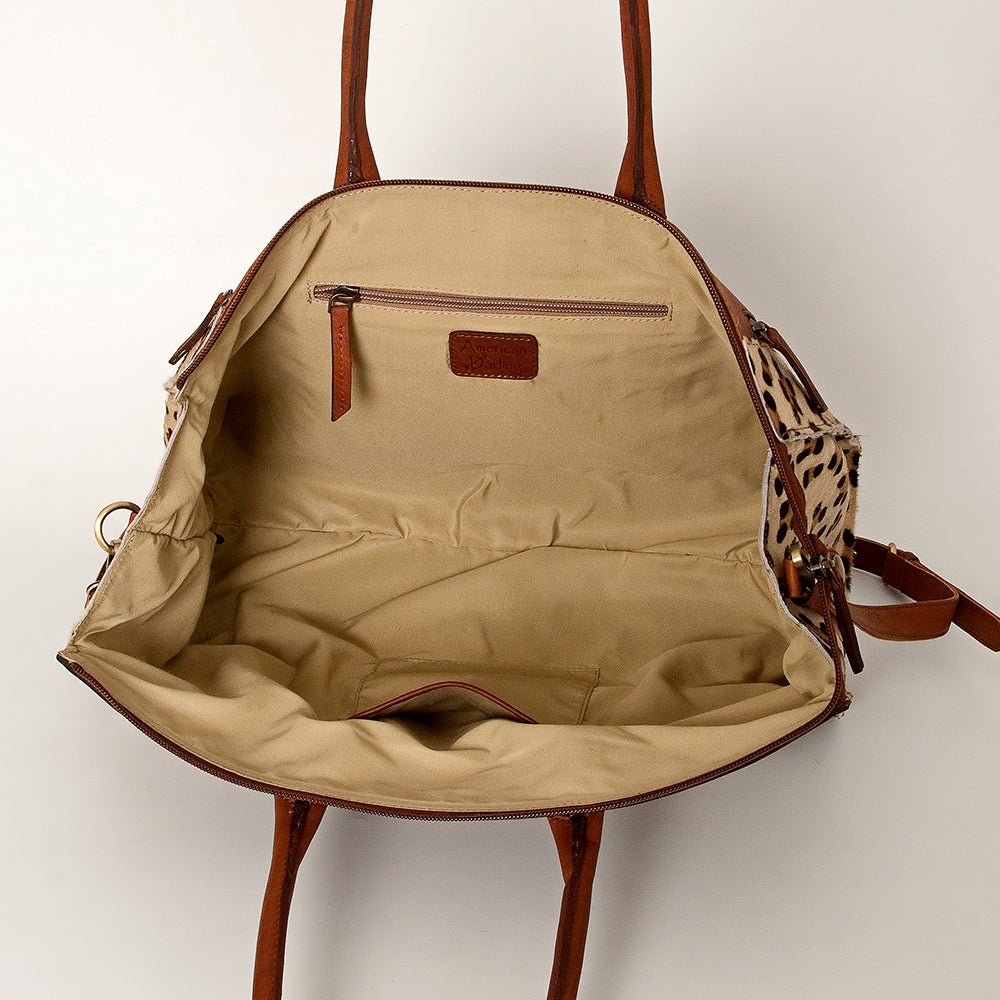 American Darling Duffel Hand Tooled Hair On Genuine Leather Women Bag Western Handbag Purse