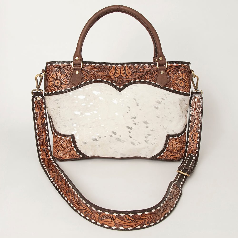 American Darling Tote Hand Tooled Hair On Genuine Leather Women Bag Western Handbag Purse