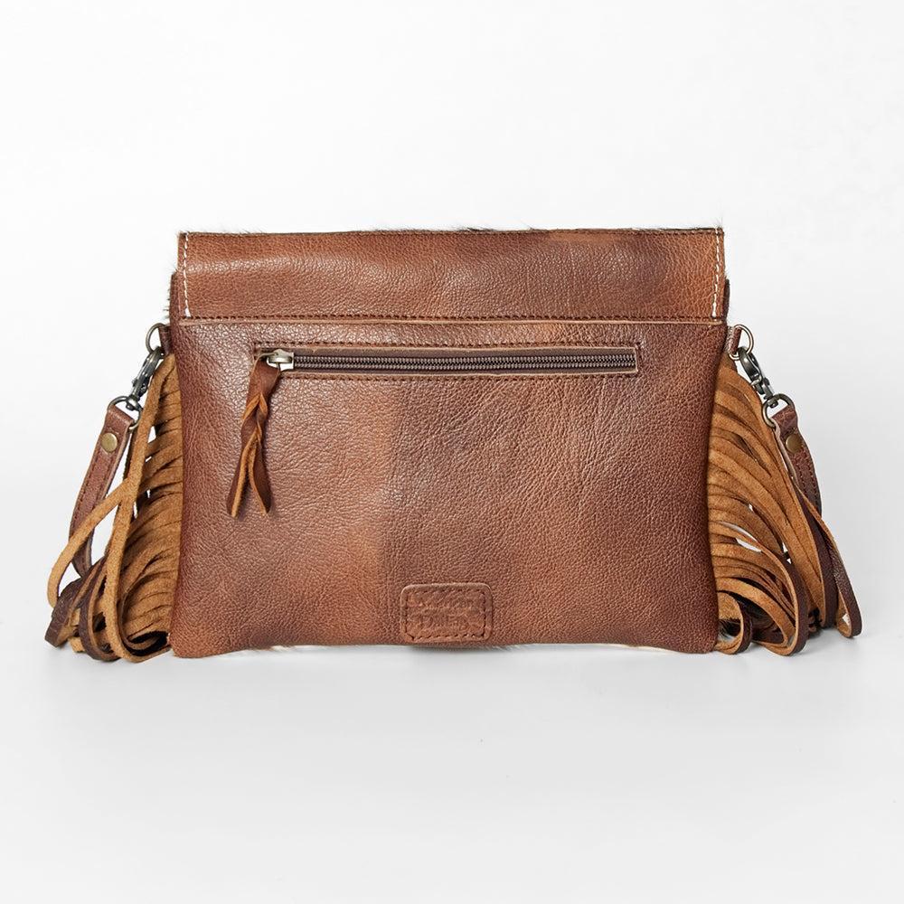 American Darling ADBGS178TB Envelope Hand Tooled Hair On Genuine Leather women bag western handbag purse