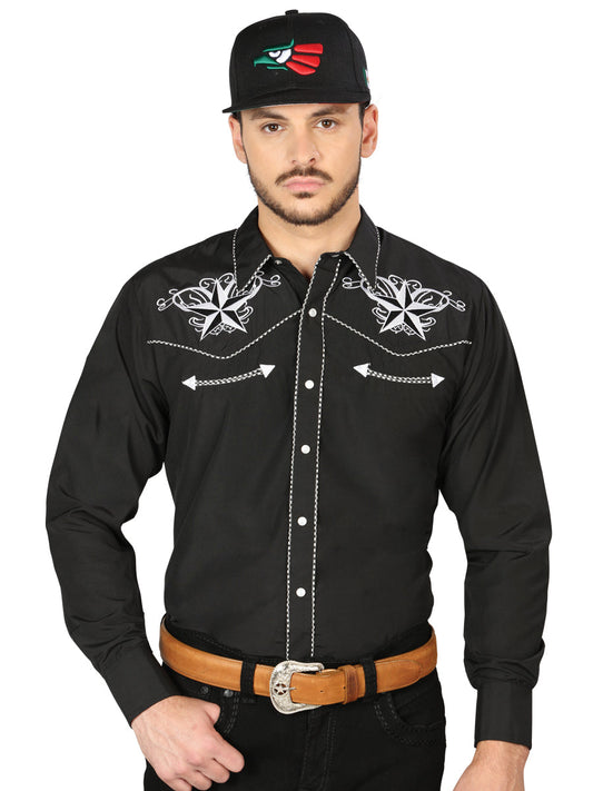 El General Embroidery Western Shirt Black/White 126682