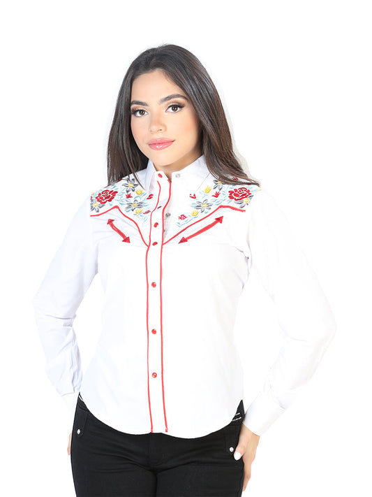Womens White Embroidered Western-style Blouse 126686