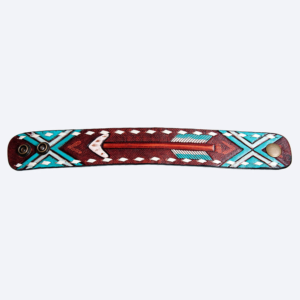 American Darling ADBRF167 Hand tooled carved Genuine Leather Bracelet women