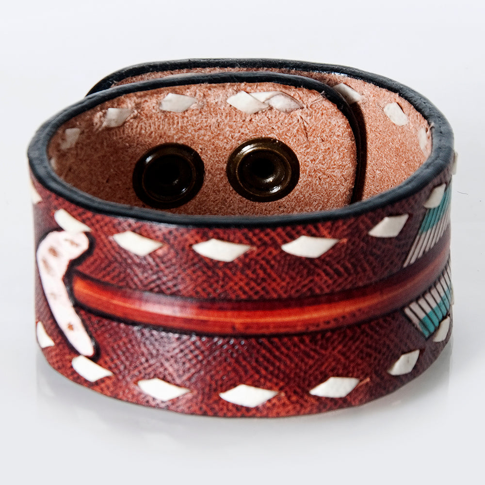 American Darling ADBRF167 Hand tooled carved Genuine Leather Bracelet women