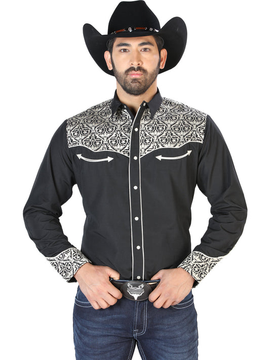 El Señor de los Cielos Embroidery Shirt Black/Beige 126704