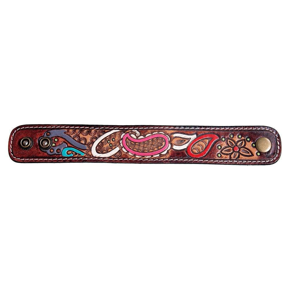 American Darling ADBRF168 Hand tooled carved Genuine Leather Bracelet women