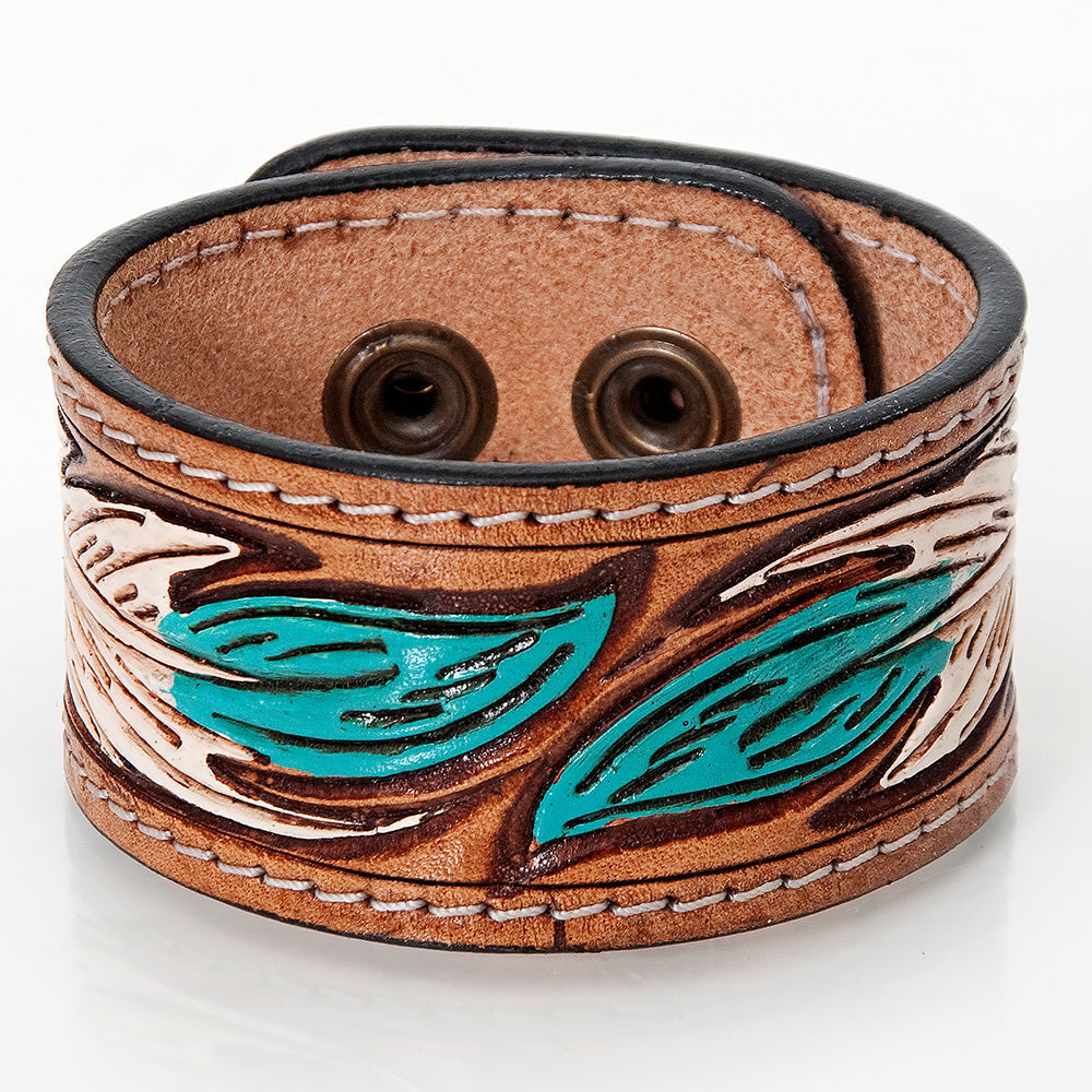 American Darling ADBRF169 Hand tooled carved Genuine Leather Bracelet women