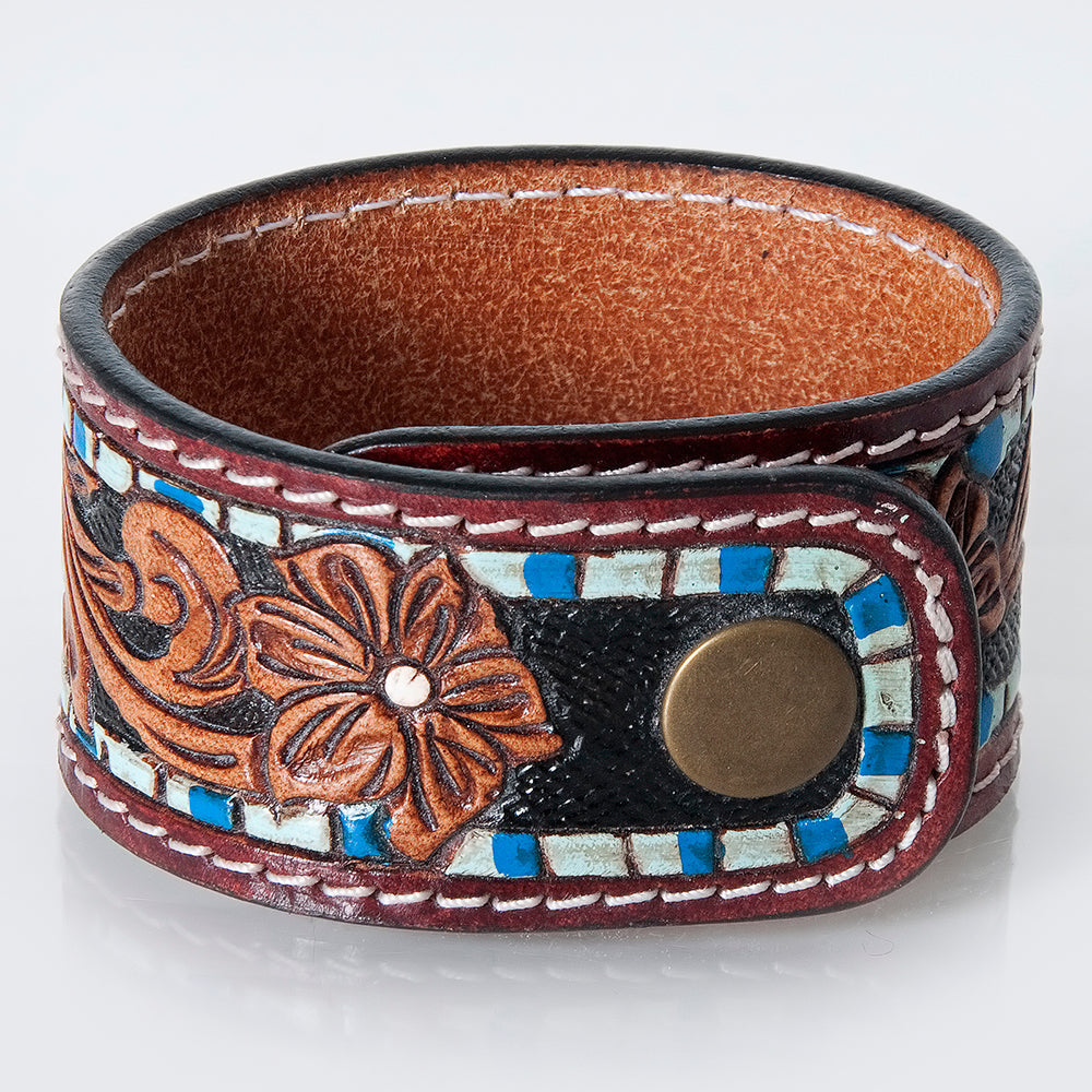 American Darling ADBRF170 Hand tooled carved Genuine Leather Bracelet women