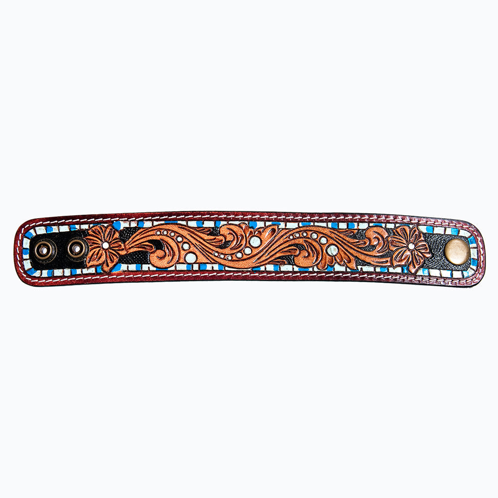 American Darling ADBRF170 Hand tooled carved Genuine Leather Bracelet women