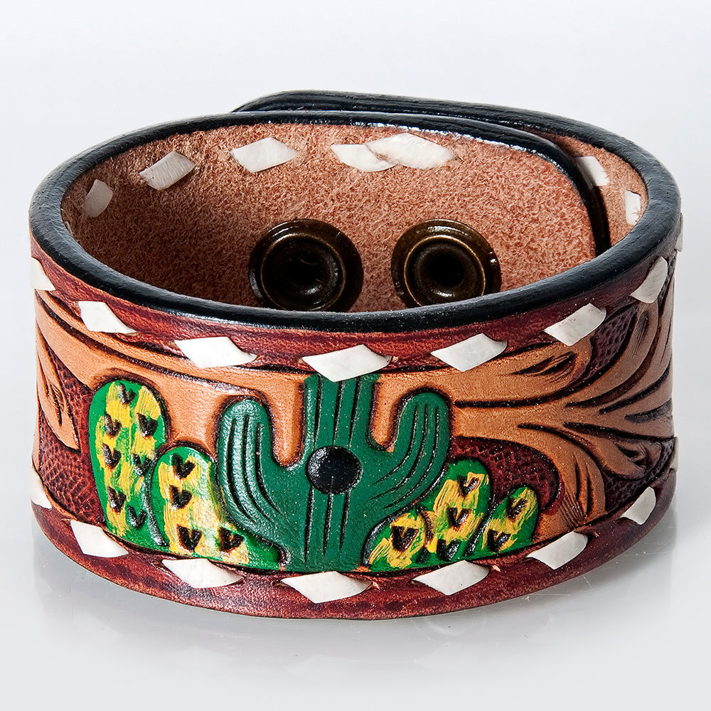 American Darling ADBRF174 Hand tooled carved Genuine Leather Bracelet women