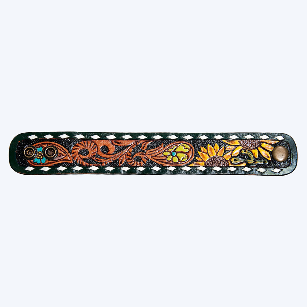 American Darling ADBRF177 Hand tooled carved Genuine Leather Bracelet women