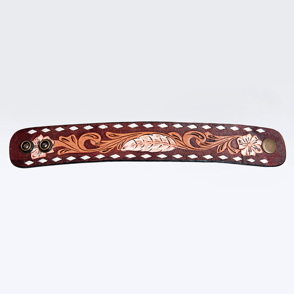 American Darling ADBRF181 Hand tooled carved Genuine Leather Bracelet women