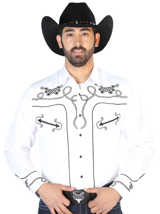 El Señor de los Cielos Embroidery Shirt Whie/Black 126718