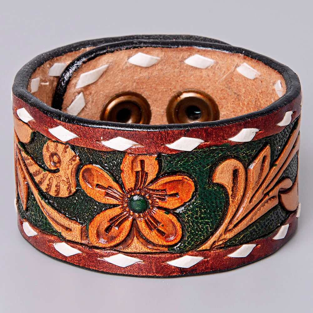 American Darling ADBRF182 Hand tooled carved Genuine Leather Bracelet women