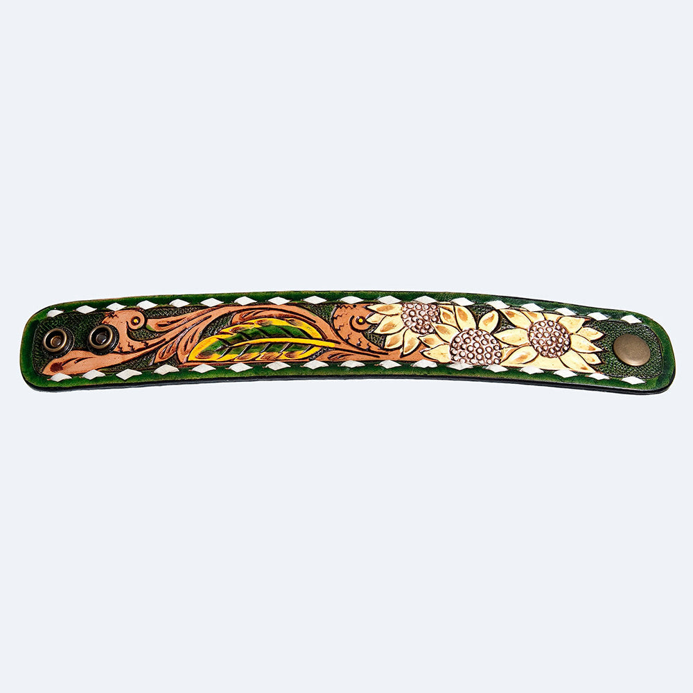 American Darling ADBRF184 Hand tooled carved Genuine Leather Bracelet women