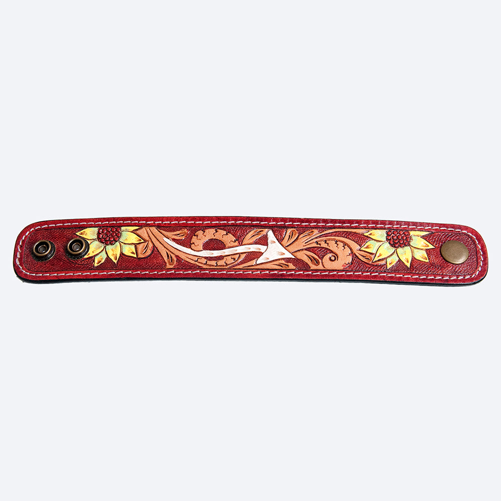 American Darling ADBRF185 Hand tooled carved Genuine Leather Bracelet women