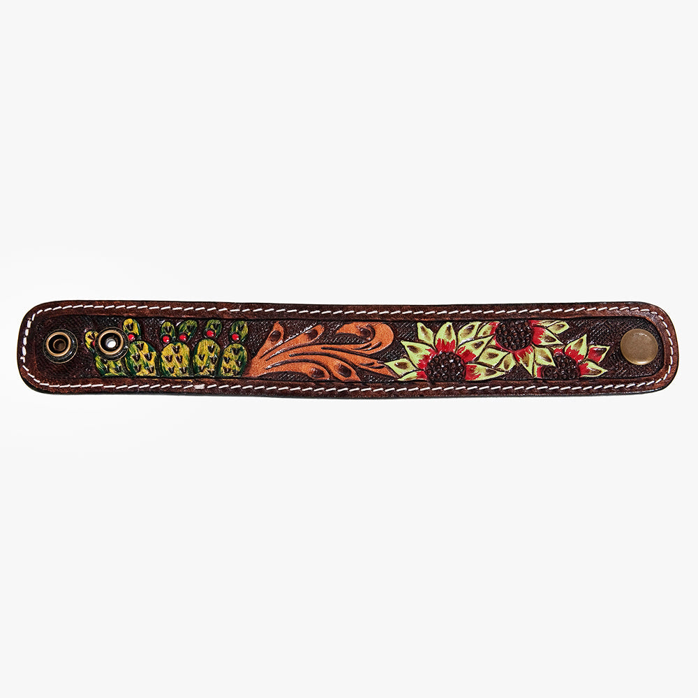 American Darling ADBRF186 Hand tooled carved Genuine Leather Bracelet women