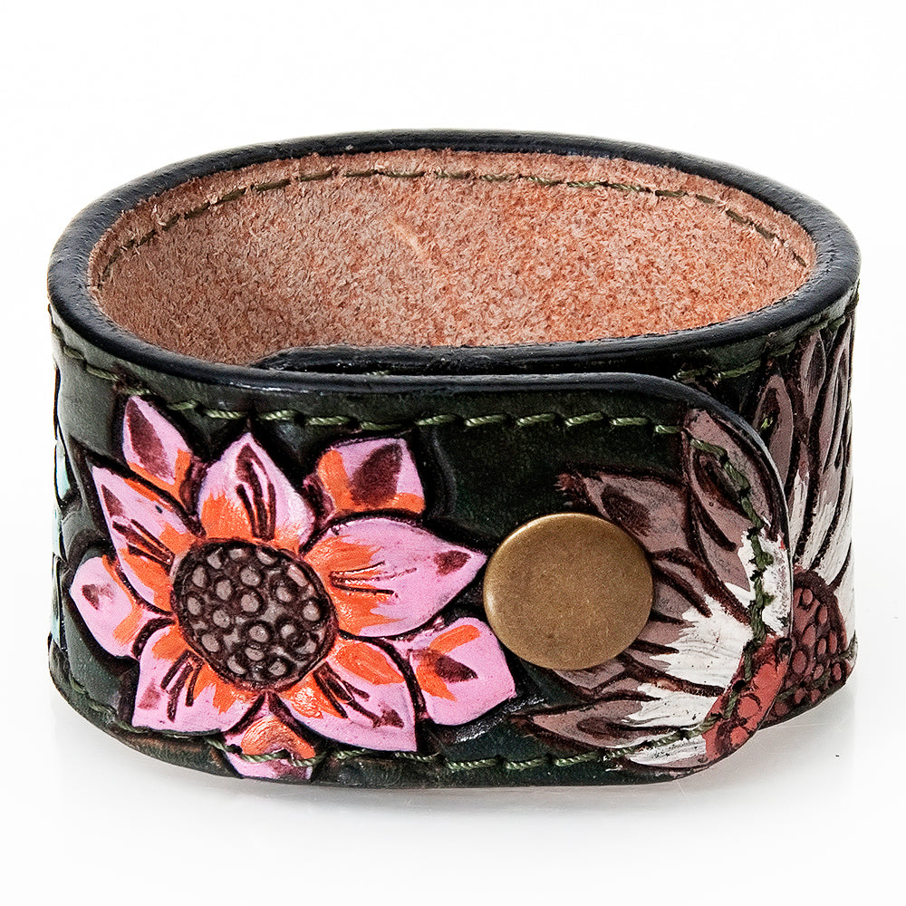American Darling ADBRF187 Hand tooled carved Genuine Leather Bracelet women