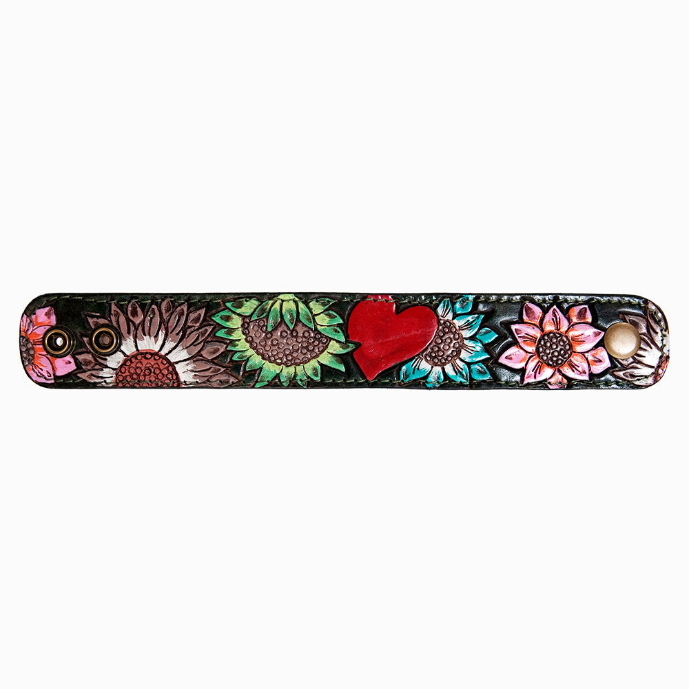 American Darling ADBRF187 Hand tooled carved Genuine Leather Bracelet women