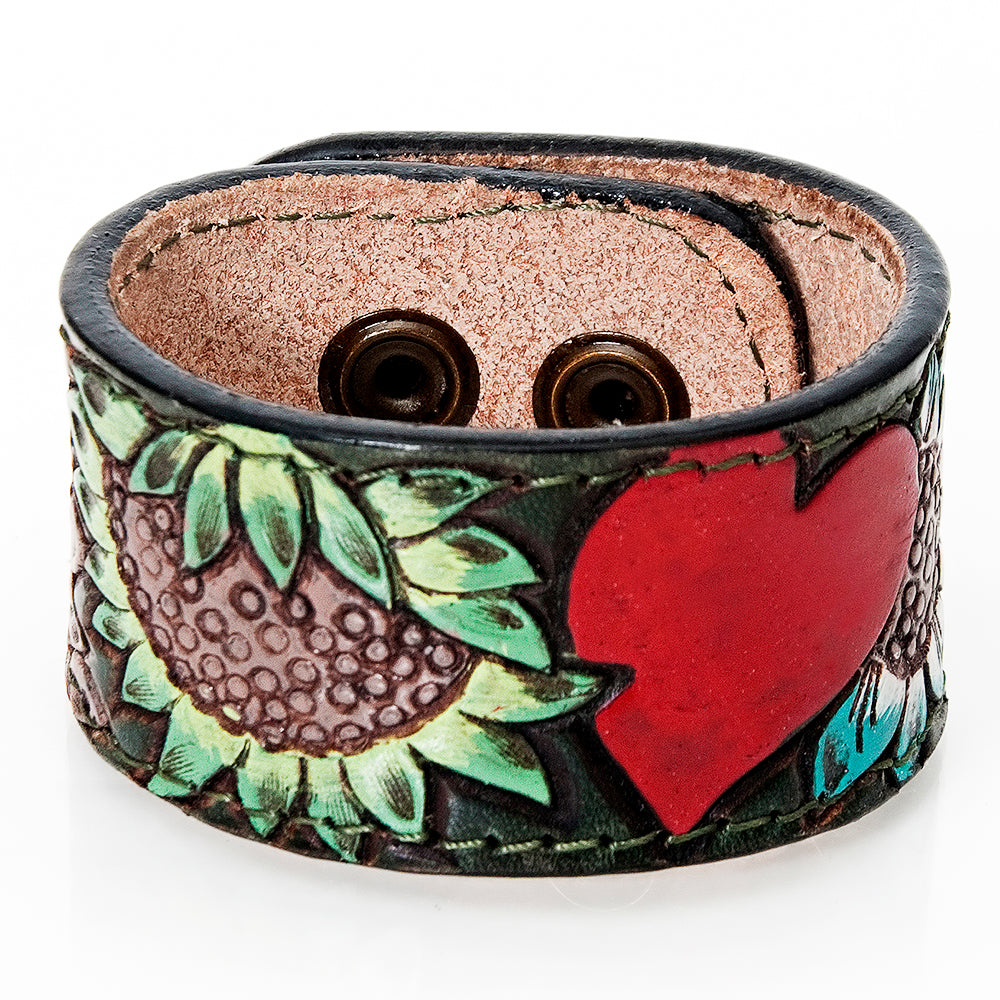 American Darling ADBRF187 Hand tooled carved Genuine Leather Bracelet women