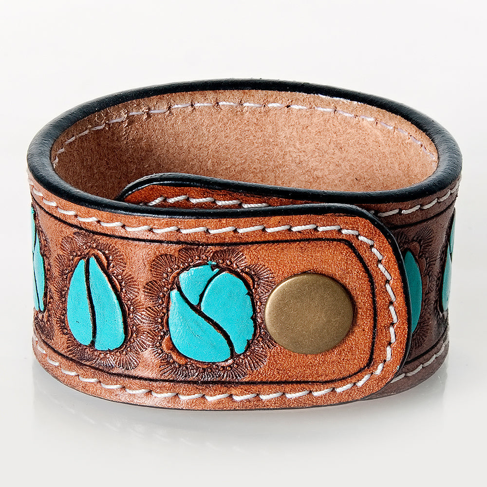 American Darling ADBRF188 Hand tooled carved Genuine Leather Bracelet women