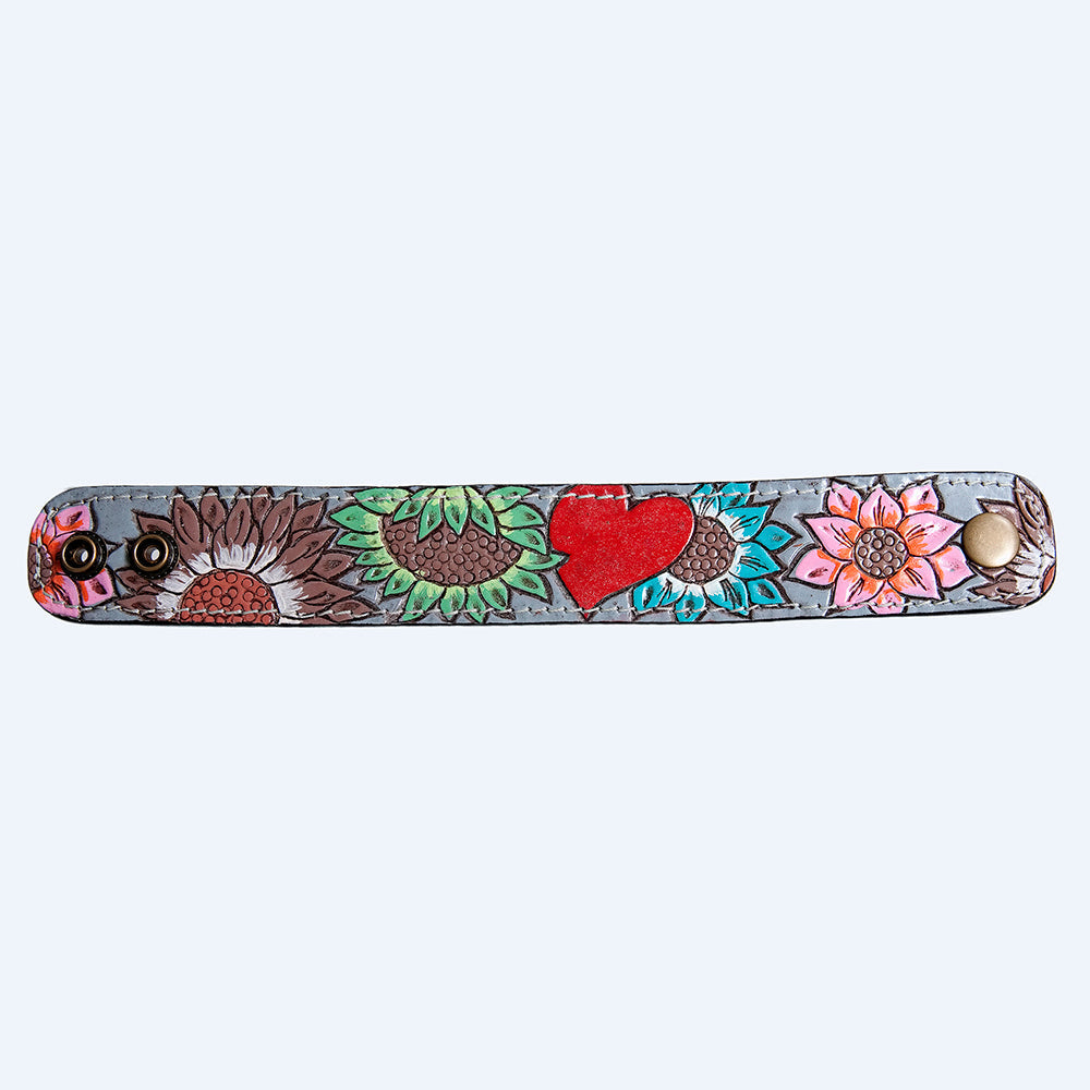 American Darling ADBRF189 Hand tooled carved Genuine Leather Bracelet women