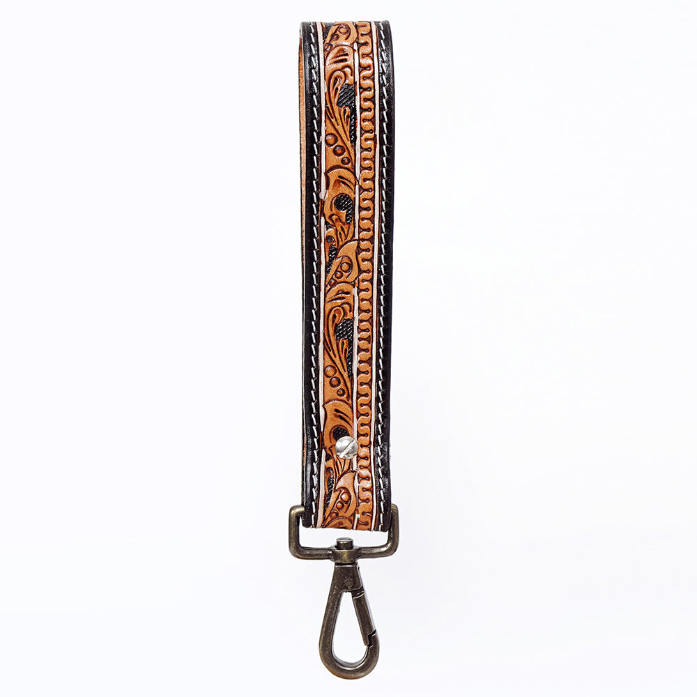American Darling ADWSF109 Hand Tooled Genuine Leather Handle Strap For Wristlet Bags