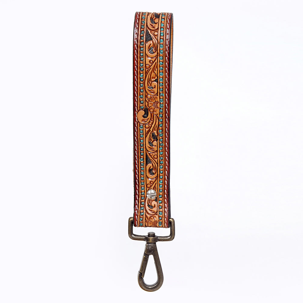 American Darling ADWSF110 Hand Tooled Genuine Leather Handle Strap For Wristlet Bags