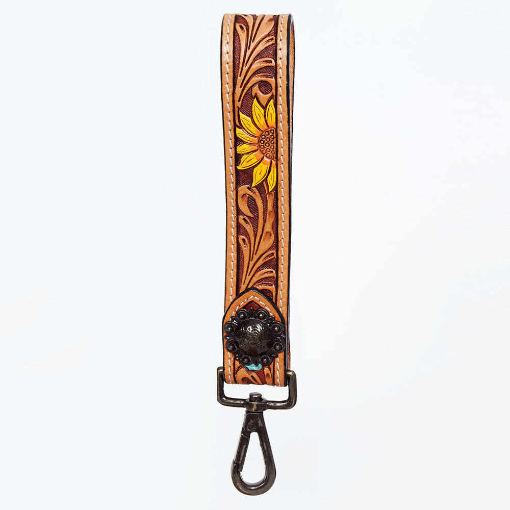 American Darling ADWSF113 Hand Tooled Genuine Leather Handle Strap For Wristlet Bags