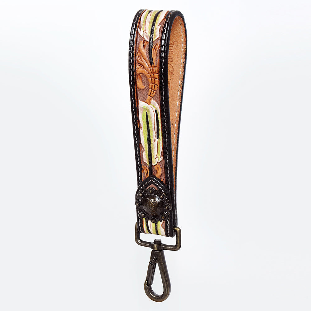 American Darling ADWSF116 Hand Tooled Genuine Leather Handle Strap For Wristlet Bags